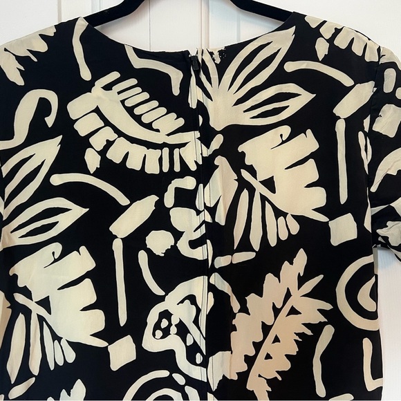 Maggy London by Kenneth Nolan Silk Dress Black Cream Floral Abstract Size 8 - Picture 6 of 6